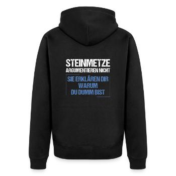 Les tailleurs de pierre ne discutent pas - Veste à capuche bio Premium Unisexe - noir - Dos - Nico (187cm)