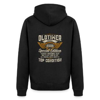 Oldtimer 2005 Jahrgang geboren Geburtstag Geschenk - Unisex Premium Bio Zip Hoodie - Schwarz - Hinten - Nico (187cm)