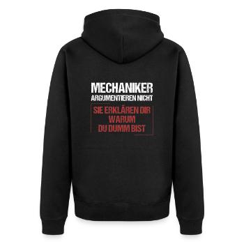 Mechanics don't argue - Unisex Premium Organic Zip Hoodie - black - Back - Nico (187cm)