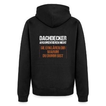 Roofers don't argue - Unisex Premium Organic Zip Hoodie - black - Back - Nico (187cm)