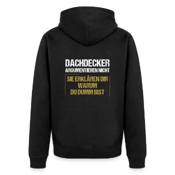 Roofers don't argue - Unisex Premium Organic Zip Hoodie - black - Back - Nico (187cm)