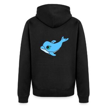 Süßer Delfin - Unisex Premium Bio Zip Hoodie - Schwarz - Hinten - Nico (187cm)