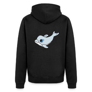 Süßer Delfin - Unisex Premium Bio Zip Hoodie - Schwarz - Hinten - Nico (187cm)