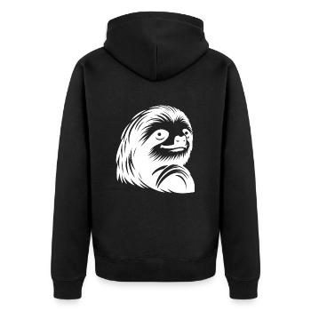 Reverent Sloth Face Portrait Silhouette - Unisex Premium Organic Zip Hoodie - black - Back - Nico (187cm)