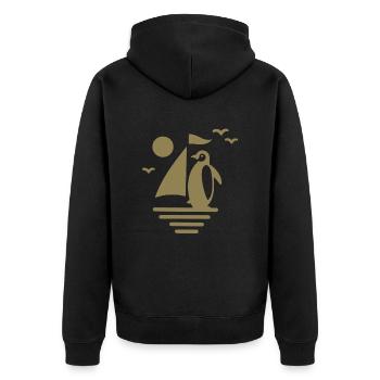 Pingouin Voilier Silhouette Minimaliste - Veste à capuche bio Premium Unisexe - noir - Dos - Nico (187cm)