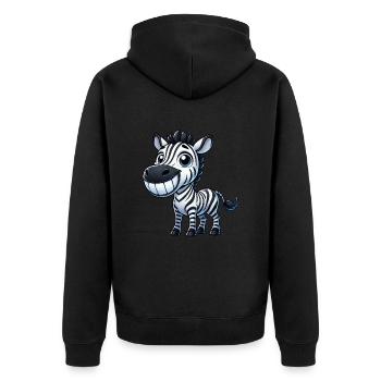 Zebra Grin Tooth Cartoon Happiness Joy Laughter - Unisex Premium Organic Zip Hoodie - black - Back - Nico (187cm)