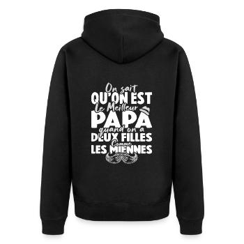Meilleur Papa Avec Deux Filles Comme Les Miennes - Veste à capuche bio Premium Unisexe - noir - Dos - Nico (187cm)