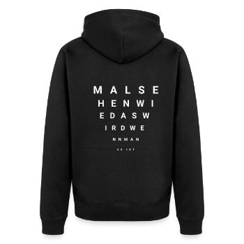 66. Geburtstag 66 Jahre Geschenk Sehtest - Unisex Premium Bio Zip Hoodie - Schwarz - Hinten - Nico (187cm)