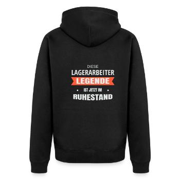 Rente Ruhestand Pension Lagerarbeiter - Unisex Premium Bio Zip Hoodie - Schwarz - Hinten - Nico (187cm)