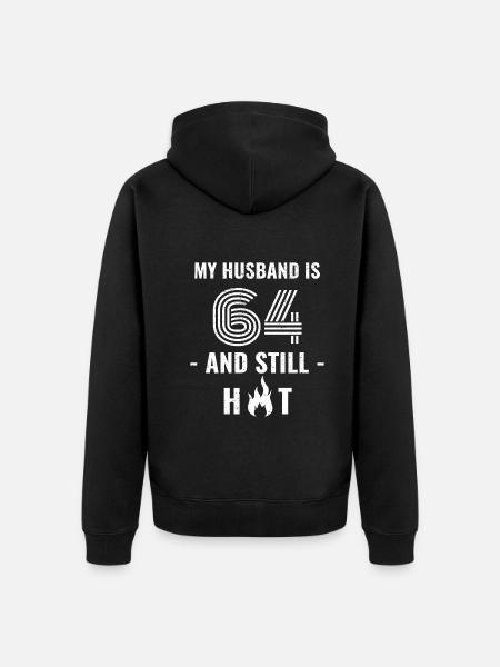 64 years birthday husband - Unisex Premium Organic Zip Hoodie - black