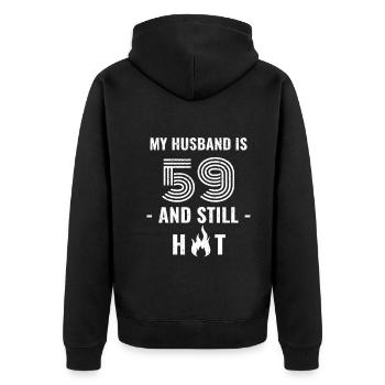 59 years birthday husband - Unisex Premium Organic Zip Hoodie - black - Back - Nico (187cm)