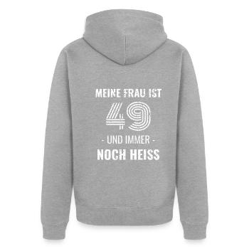 49 Jahre Geburtstag Ehefrau Geschenk - Unisex Premium Bio Zip Hoodie - Grau meliert - Hinten - Nico (187cm)