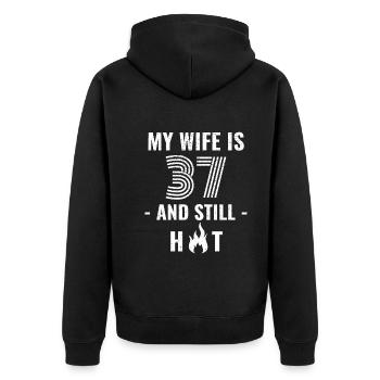 37 years birthday wife gift - Unisex Premium Organic Zip Hoodie - black - Back - Nico (187cm)