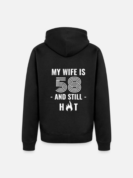 58 years birthday wife gift - Unisex Premium Organic Zip Hoodie - black
