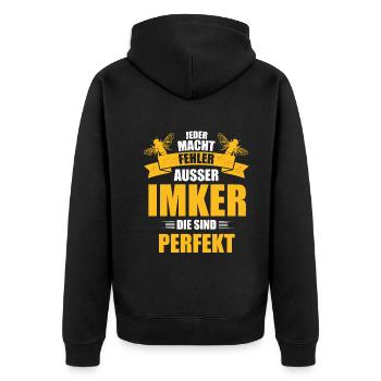 Imker Bienen - Unisex Premium Bio Zip Hoodie - Schwarz - Hinten - Nico (187cm)
