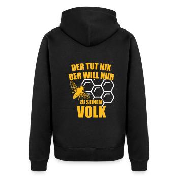 Imker Bienen - Unisex Premium Bio Zip Hoodie - Schwarz - Hinten - Nico (187cm)