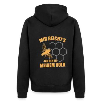 Imker Bienen - Unisex Premium Bio Zip Hoodie - Schwarz - Hinten - Nico (187cm)