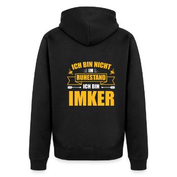 Imker Bienen - Unisex Premium Bio Zip Hoodie - Schwarz - Hinten - Nico (187cm)