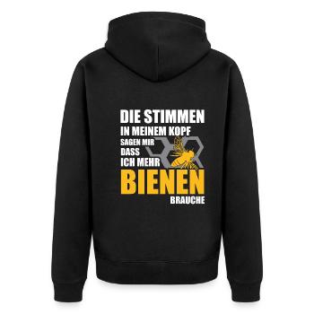 Imker Bienen - Unisex Premium Bio Zip Hoodie - Schwarz - Hinten - Nico (187cm)