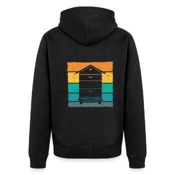 Imker Bienenstock Retro - Unisex Premium Bio Zip Hoodie - Schwarz - Hinten - Nico (187cm)
