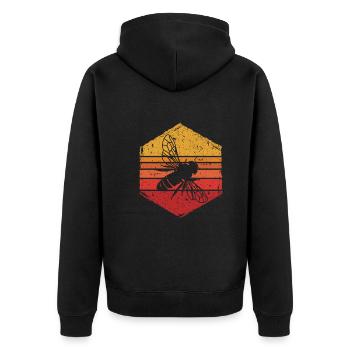 Imker Bienen Retro - Unisex Premium Bio Zip Hoodie - Schwarz - Hinten - Nico (187cm)