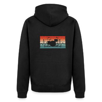 Retro Drummer Heartbeat Drummer - Unisex Premium Organic Zip Hoodie - black - Back - Nico (187cm)