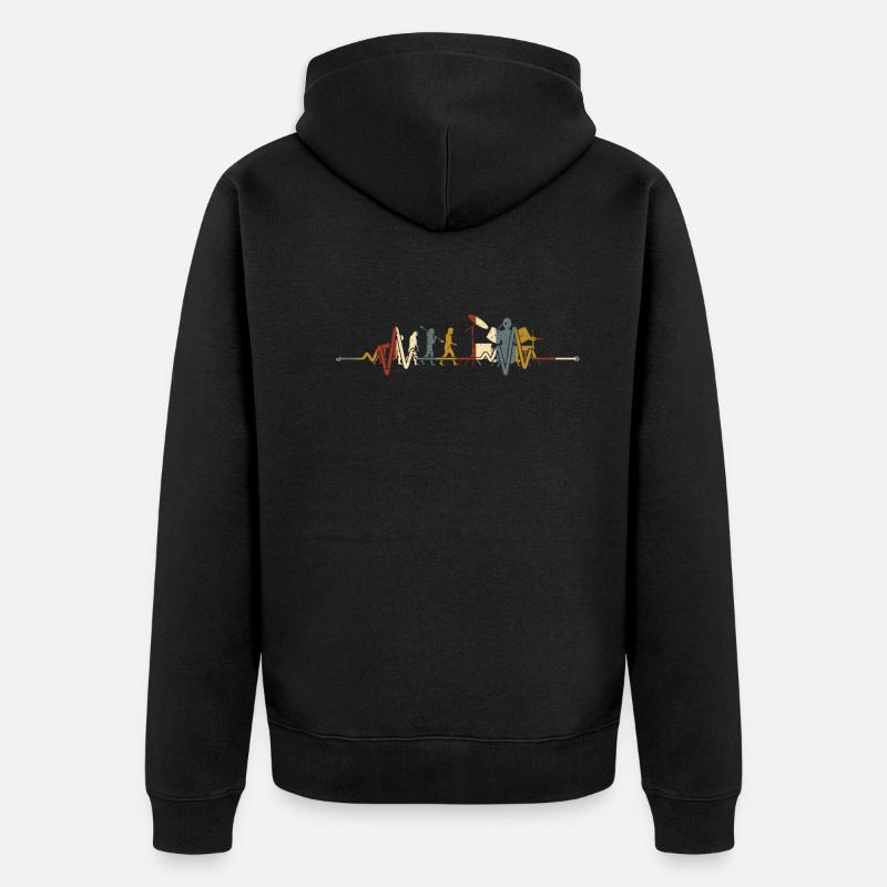 Retro Schlagzeuger Evolution Drummer - Unisex Premium Bio Zip Hoodie - Schwarz