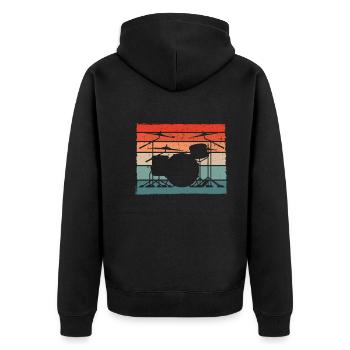 Retro Schlagzeuger Drummer - Unisex Premium Organic Zip Hoodie - black - Back - Nico (187cm)