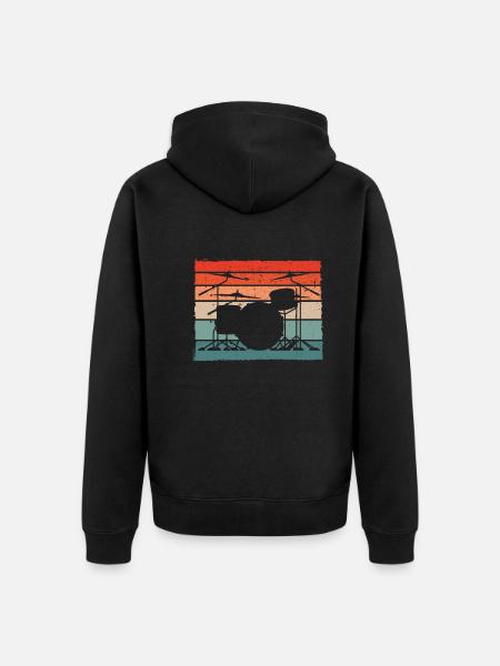 Retro Schlagzeuger Drummer - Unisex Premium Organic Zip Hoodie - black