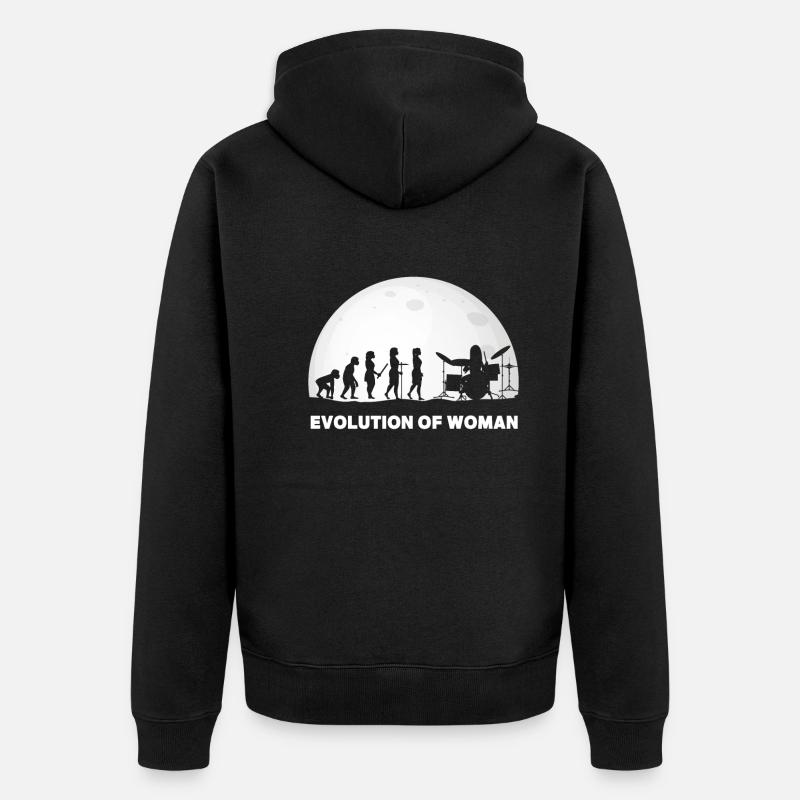 Schlagzeuger Evolution Drummer - Unisex Premium Bio Zip Hoodie - Schwarz