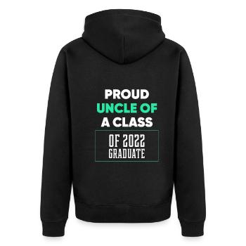 Proud Uncle of A Class of 2022 Graduate Gift - Unisex Premium Organic Zip Hoodie - black - Back - Nico (187cm)