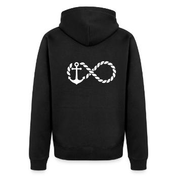 Anchor Maritime Sea Sailing - Unisex Premium Organic Zip Hoodie - black - Back - Nico (187cm)
