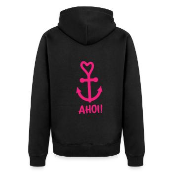 Anker Maritime Meer Segeln - Unisex Premium Bio Zip Hoodie - Schwarz - Hinten - Nico (187cm)