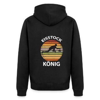 Eisstock Stockschiessen Eisstockschießen - Unisex Premium Bio Zip Hoodie - Schwarz - Hinten - Nico (187cm)