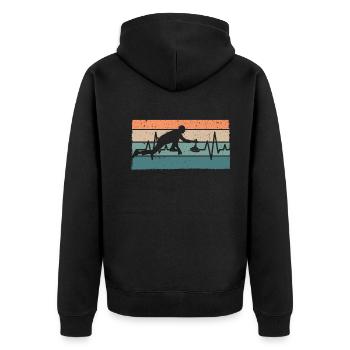 Eisstock Stockschiessen Eisstockschießen - Unisex Premium Bio Zip Hoodie - Schwarz - Hinten - Nico (187cm)