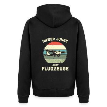 Modellflugzeug Modellflieger Modellbau Flugzeug - Unisex Premium Bio Zip Hoodie - Schwarz - Hinten - Nico (187cm)