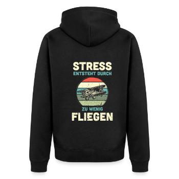 Modellflugzeug Modellflieger Modellbau Flugzeug - Unisex Premium Bio Zip Hoodie - Schwarz - Hinten - Nico (187cm)