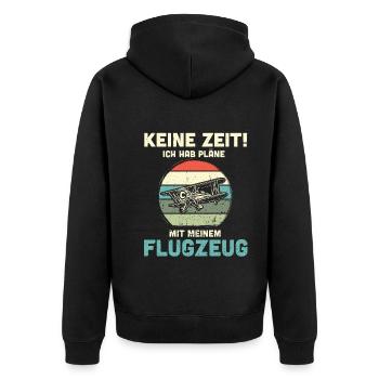 Modellflugzeug Modellflieger Modellbau Flugzeug - Unisex Premium Bio Zip Hoodie - Schwarz - Hinten - Nico (187cm)
