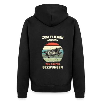 Modellflugzeug Modellflieger Modellbau Flugzeug - Unisex Premium Bio Zip Hoodie - Schwarz - Hinten - Nico (187cm)