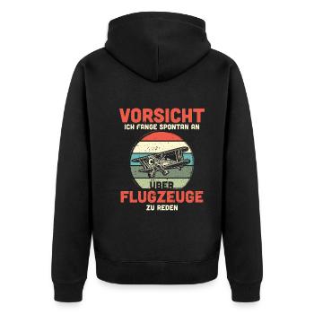 Modellflugzeug Modellflieger Modellbau Flugzeug - Unisex Premium Bio Zip Hoodie - Schwarz - Hinten - Nico (187cm)