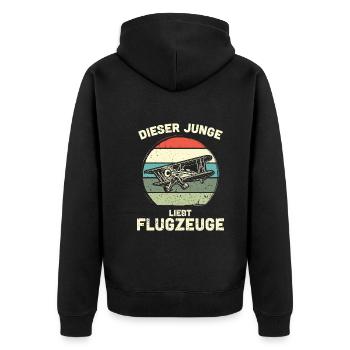 Modellflugzeug Modellflieger Modellbau Flugzeug - Unisex Premium Bio Zip Hoodie - Schwarz - Hinten - Nico (187cm)
