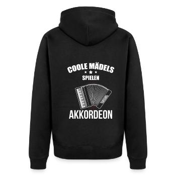 Ziehharmonika Steirische Harmonika Akkordeon - Unisex Premium Bio Zip Hoodie - Schwarz - Hinten - Nico (187cm)