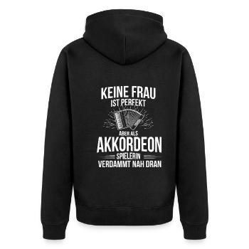 Ziehharmonika Steirische Harmonika Akkordeon - Unisex Premium Bio Zip Hoodie - Schwarz - Hinten - Nico (187cm)