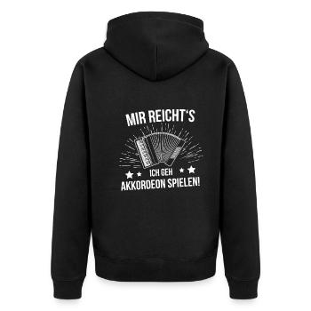 Ziehharmonika Steirische Harmonika Akkordeon - Unisex Premium Bio Zip Hoodie - Schwarz - Hinten - Nico (187cm)