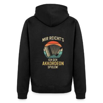 Ziehharmonika Steirische Harmonika Akkordeon - Unisex Premium Bio Zip Hoodie - Schwarz - Hinten - Nico (187cm)