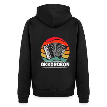 Ziehharmonika Steirische Harmonika Akkordeon - Unisex Premium Bio Zip Hoodie - Schwarz - Hinten - Nico (187cm)