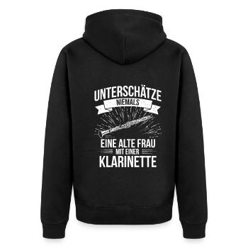 Klarinette Klarinettenspieler Klarinettist - Unisex Premium Bio Zip Hoodie - Schwarz - Hinten - Nico (187cm)
