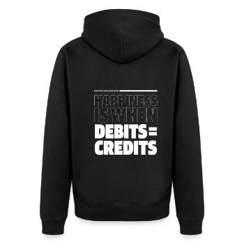 Happiness Is When Debits = Credits - Accountant - Unisex Premium Organic Zip Hoodie - black - Back - Nico (187cm)