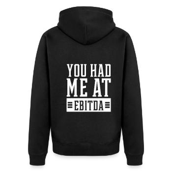 You Had Me at EBITDA - Accountant Funny Gift - Unisex Premium Organic Zip Hoodie - black - Back - Nico (187cm)