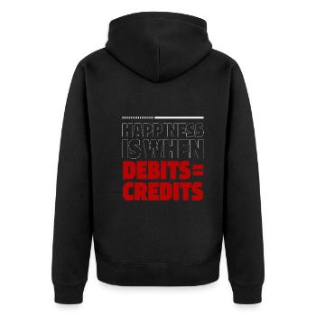 Happiness Is When Debits = Credits - Accountant - Unisex Premium Organic Zip Hoodie - black - Back - Nico (187cm)
